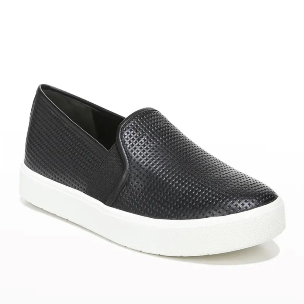 • Vince • Women’s Blair 5 Perforated Slip-On Sneakers Leather Black White 7